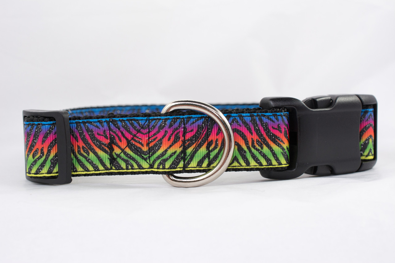 Neon Zebra Dog Collar