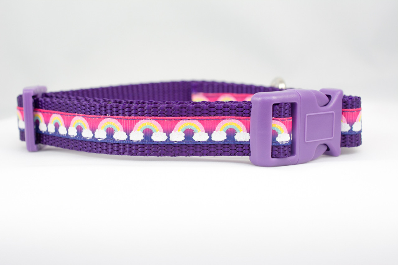Purple Rainbow Dot Dog Collar