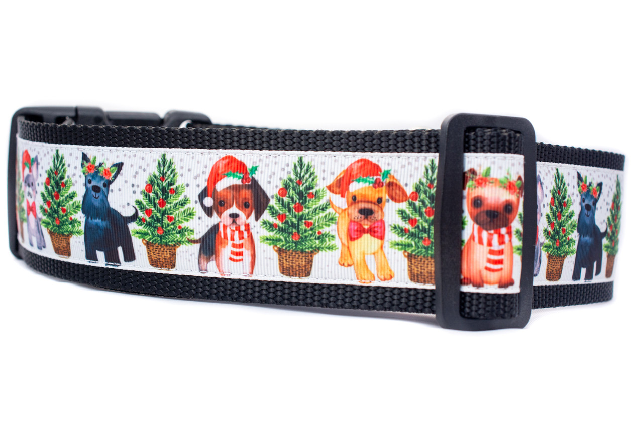 Christmas Puppy Dog Collar 2" wide Christmas Tree dog collar