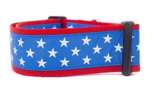 Stars Patriotic Dog Collar 1 inch wide Large 15-22 inch American