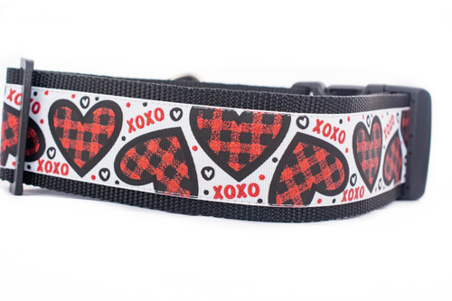 Buffalo Plaid Heart Dog Collar 2 inch