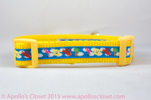 Beach Flamingo Summer Dog Collar 3/4" wide Beach Flamingo Summer Dog Collar 3/4" wide