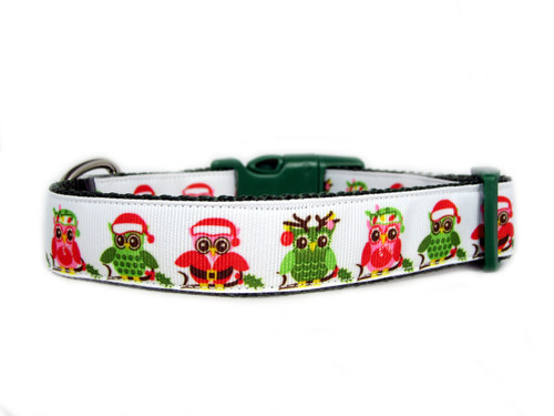 Christmas owls dog collar
