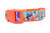 Ocean themed collar with sea life on ocean blue background and orange nylon.