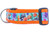 Ocean themed collar with sea life on ocean blue background and orange nylon.