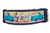 A fall dog collar with a blue pickup truck carrying pumpkins and sunflowers. 
