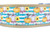 Pumpkins and sunflowers on a light blue striped background on tan nylon.