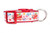 Collar with a Christmas themed pattern. The pattern features red airplanes carrying presents, snowflakes, and candy canes. 