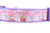 Purple dog collar with a pink and white Easter bunny pattern. 