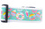 An aqua blue dog collar with a white nylon and a pattern of donuts, cupcakes, and milkshakes. 