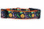 A black and orange dog collar with a Halloween-themed print featuring pumpkins and  witches' hats.