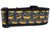 Black dog collar with a repeating pattern of orange jack-o'-lantern faces on a dark background.