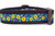 Collar with a pattern of sunflowers, acorns and leaves on a navy background.
