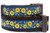 Collar with a pattern of sunflowers, acorns and leaves on a navy background.