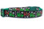 Black and green dog collar with a festive Christmas design featuring the words "Ho Ho Ho" and snowflakes.