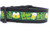 Green and black dog collar with gold glitter and the text "Drink and Be Irish" with beer mugs.