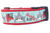 Aqua ribbon with sharks, chomped on heart and words "I Bite" and "Hangry Alert" on 2 inch wide red nylon
