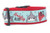 Aqua ribbon with sharks, chomped on heart and words "I Bite" and "Hangry Alert" on 2 inch wide red nylon