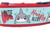 Aqua ribbon with sharks, chomped on heart and words "I Bite" and "Hangry Alert" on 2 inch wide red nylon