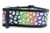 A black dog collar with a rainbow and white ghost pattern. 