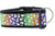 A black dog collar with a rainbow and white ghost pattern. 