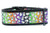 A black dog collar with a rainbow and white ghost pattern. 