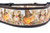 A brown dog collar with a Thanksgiving-themed pattern. The pattern features turkeys, pumpkins, and fall leaves on a white background. 