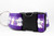 Purple dog collar with a Halloween theme. The collar features a repeating pattern of white ghost figures and the words "Boo" and "Spooky" in colorful letters.