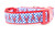 Collar with a white and blue gingham pattern featuring red crawfish or lobsters.
