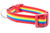 Rainbow pride ribbon on red nylon.