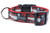 True crime themed 1 inch wide dog collar with lightly glittered bloody knife and "The Husband Did It" and hashtags #basicallyadetective and #truecrimejunkie in small lettering.  Design is on a black ribbon background and red nylon webbing with black buckle.  