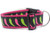 2 inch wide lime and pink chili peppers with a black background on raspberry nylon webbing.