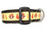 Thanksgiving collar features a repeating pattern of turkeys and fall leaves. 