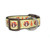 Thanksgiving collar features a repeating pattern of turkeys and fall leaves. 