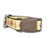Thanksgiving collar features a repeating pattern of turkeys and fall leaves. 
