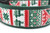 Nordic inspired design with reindeer and snowflakes on 2 inch wide forest green nylon.