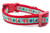 Glittery dog collars with red nylon and aqua background and word " Love" and paws.