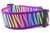 Buckle style Zebra rainbow animal print on purple nylon with black buckle. Collar is 2 inch wide.