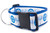 2 inch wide dog collar featuring a Hanukkah design with menorah and Star of David on royal blue nylon.