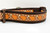 1.5 inch wide dog collar with glittery drumstick and polka dot pattern on brown ribbon and nylon 1.5 inch wide dog collar with glittery drumstick and polka dot pattern on brown ribbon and nylon