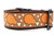 2 inch wide dog collar with glittery drumstick and polka dot pattern on brown ribbon and nylon 2 inch wide dog collar with glittery drumstick and polka dot pattern on brown ribbon and nylon