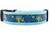 1.5 inch wide dog collar featuring a Hanukkah design with menorah and Star of David on blue nylon.