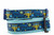 Dog collar featuring a Hanukkah design with menorah and Star of David on blue nylon.  Top is 1 inch wide and bottom is 1.5 inch wide
