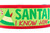 2 inch wide red dog collar with "Santa I Know Him" on green ribbon with elf hat and candy cane.