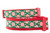 Dog collar with glittery peppermints on green ribbon and red nylon with a red buckle.