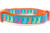 Spring dog collar with orange nylon and aqua background with multicolored rabbits.