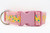 Citrus dog collar with lemons, grapefruits and oranges on teal ribbon with 1.5 inch wide pink nylon.
