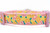 Citrus dog collar with lemons, grapefruits and oranges on teal ribbon with 1 inch wide pink nylon.