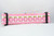 Pink dog collar with repeating pattern of glittery pink pumpkins.
