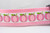 Pink dog collar with repeating pattern of glittery pink pumpkins.